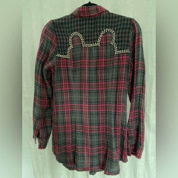 Sugar Lips plaid Shirt Size S - Picture 3 of 5